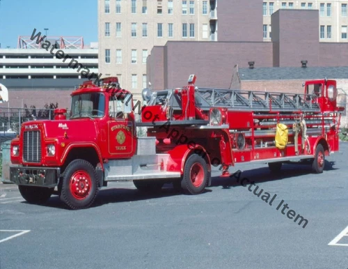 Mack Stamford Tiller Aerial Fire Truck Photograph Print 8.5x11"