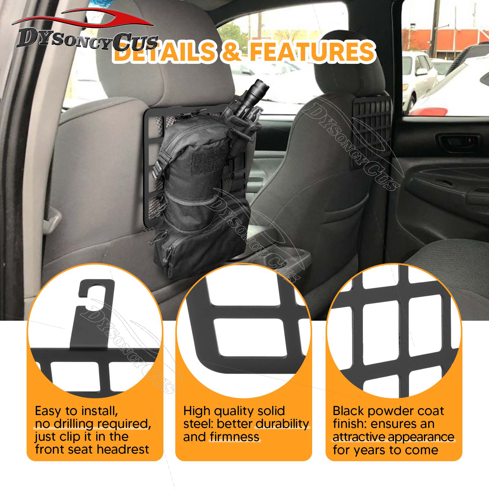 Pair Headrest Cargo Rack Shelf Luggage Storage Molle Panel Fit For