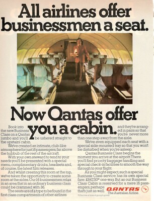 Qantas Airlines Australia 1977 Original Vintage Advertisement Offer You A Cabin