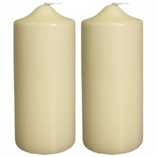 2 PACK 60 Hr Long Burn Big Large Thick Ivory Cream Church Altar Pillar Candle