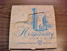 Vintage Federal Glass Hospitality Snack Set Homestead Wheat with 4 Plates 4 Cups