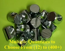 Cross Dowels / Barrel Nuts 1/4-20 12mm x 10mm Center Hole Zinc Sloted Steel CNC 