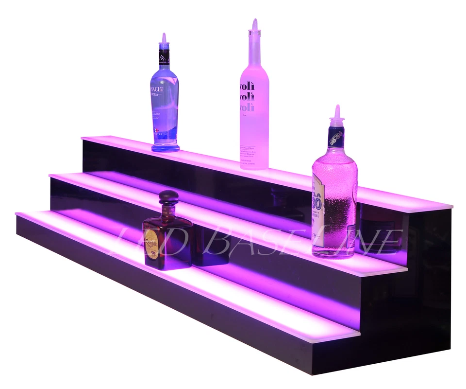 70 Inch 3 Tier LED Liquor Bottle Display Shelf Color Changing Bar Rack - Image 3 of 4