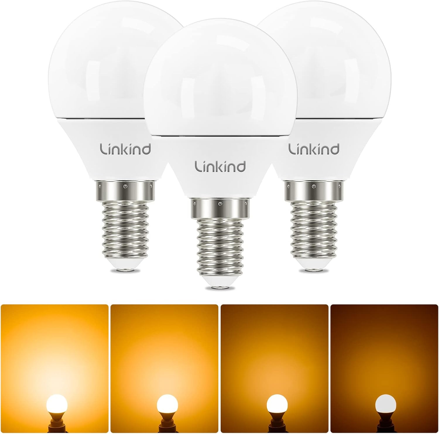 E14 LED Bulb Dimmable, 40W Equivalent Golf Ball P45 Bulb, 4.2W 470LM, 2700K Soft