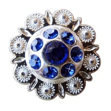 C-TY16 Set Of 16 Western Screw Back Concho Sapphire Berry Crystals Cowgirl 1 In