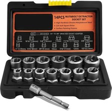 Bolt Extractor Set 14-Piece Stripped Bolt Extractor Socket Set with Storage Case