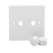 Knightsbridge ST2DIM - 2G White Plastic Wall Plate with Dimmer Knobs