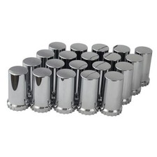 33mm by 3 3/4in Cylinder Lug Nut Covers Thread on Flat Top ABS Chromed Plastic