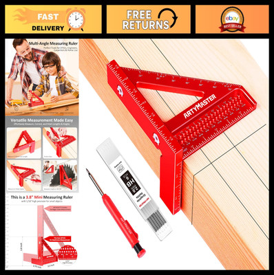 3.8'' Mini 3D Multi-Angle Measuring Square Ruler, Precision Aluminum Carpenter To