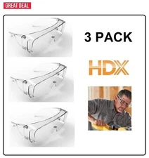 Over The Glass Safety Eyeglass Protectors Impact & Scratch Resistant (3-PACK)