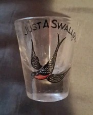 Vintage Swallow Bird Logo "Just A Swallow" Heavy Clear Shot Glass