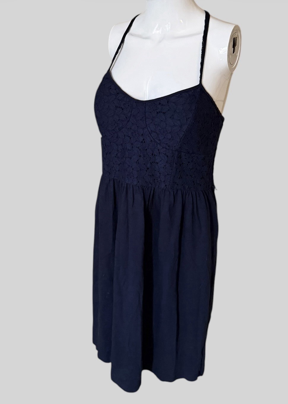 American Eagle Navy Lace Mini Dress M Padded Adjustable Straps