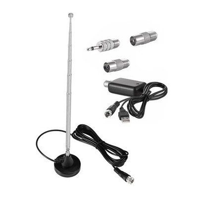 Magnetic Base FM Radio Telescopic Antenna and Amplifier For Tabletop Stereo