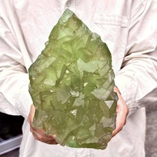4.76LB Natural green cubic fluorite quartz crystal mineral specimen