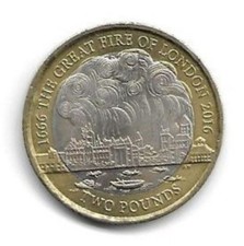 [2145] 2016 UK Great Fire of London £2 Two Pound Bi-metallic Coin KM#1380
