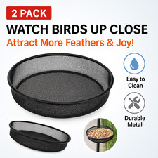 2 Pack Metal Bird Feeder Tray 7" Mesh Platform Seed Dish for Wild Birds Outdoor