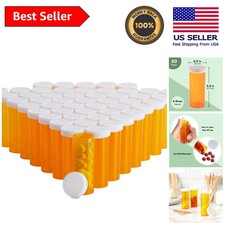 50 Pack of 6 Dram Orange Pill Bottles with Easy-Open Caps Durable Portable