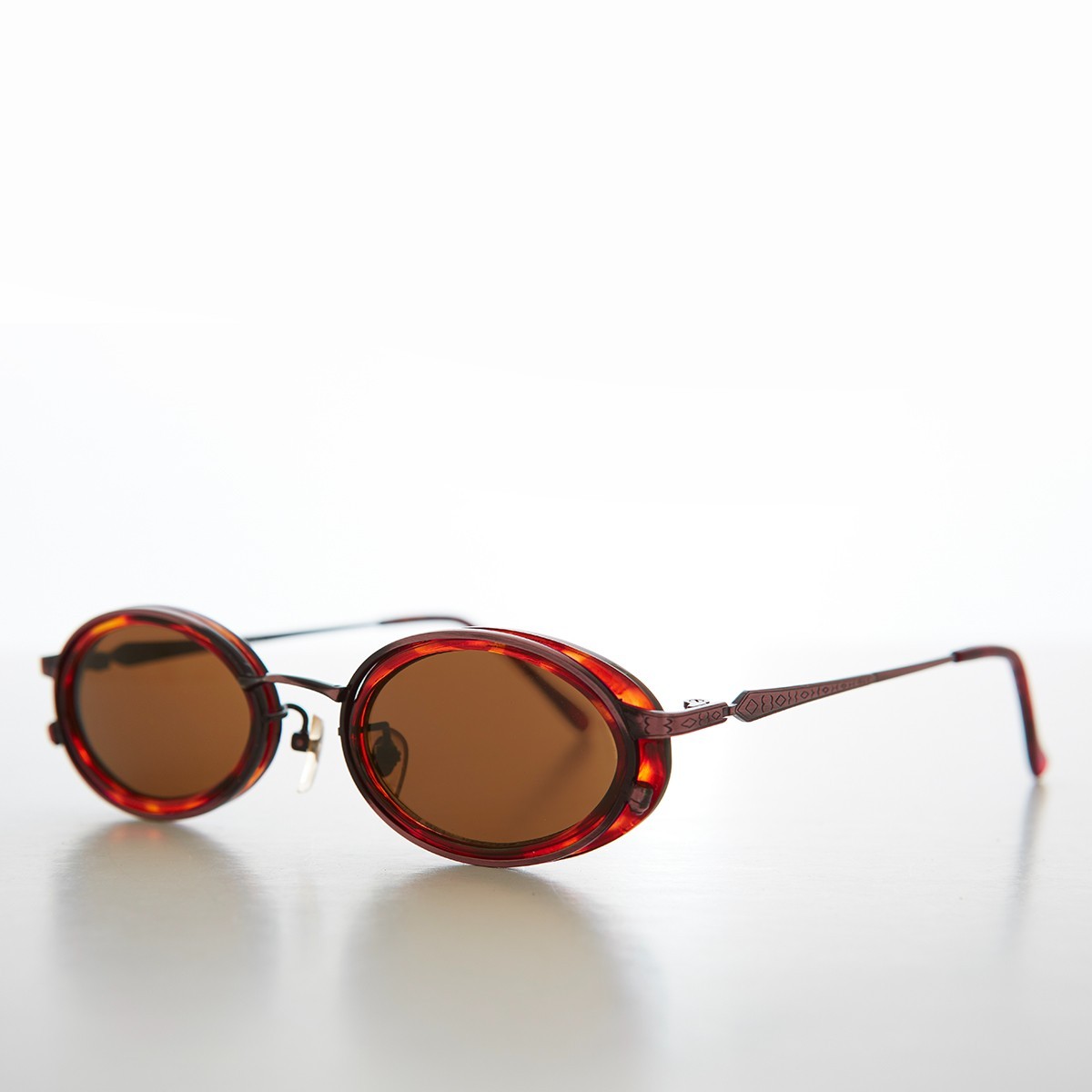 Tortoise Copper Oval 90s Vintage Sunglasses Brown Lens Dorian