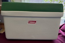 Vintage 1970s COLEMAN Green Cooler w/Metal Ha...
