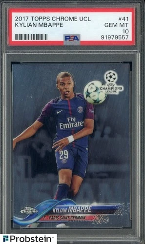 2017 Topps Chrome UCL Soccer #41 Kylian Mbappe RC Rookie PSA 10 GEM MINT