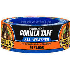 Gorilla All Weather Duct Tape, Black, 1.88" x 25 yd Pack of 1 