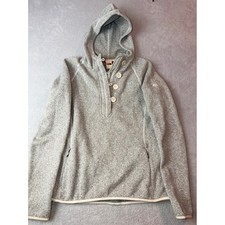 The North Face Women's Medium Gray Fleece Pullover Hoodie Buttons Neck