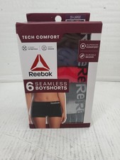 6pack Reebok 20-22 Women  s Seamless Boyshorts Size 2X-Large Stretch Tech Comfort