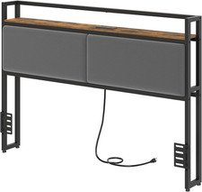 Queen Size Headboard Only, Upholstered Queen Headboard with Charging Station, He