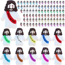 100 Pcs Little Jesus Figures Mini Rubber Jesus Toys Jesus Love You Mix 10 Color