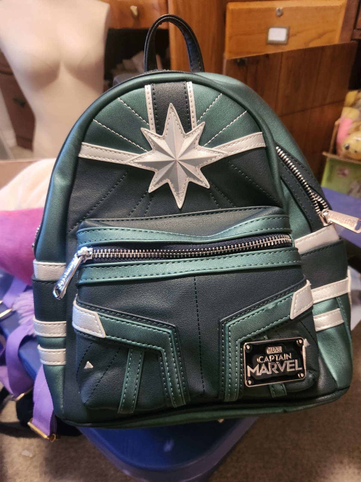 loungefly mini backpack  Captain Marvel green cos… - image 1
