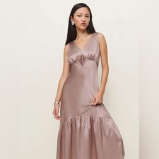 Reformation Cordia Silk Midi Dress in Incense