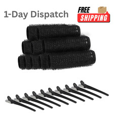 Premium Small Hair Rollers Set 20mm Self Grip Curlers 10 Rollers 10 Clips DIY