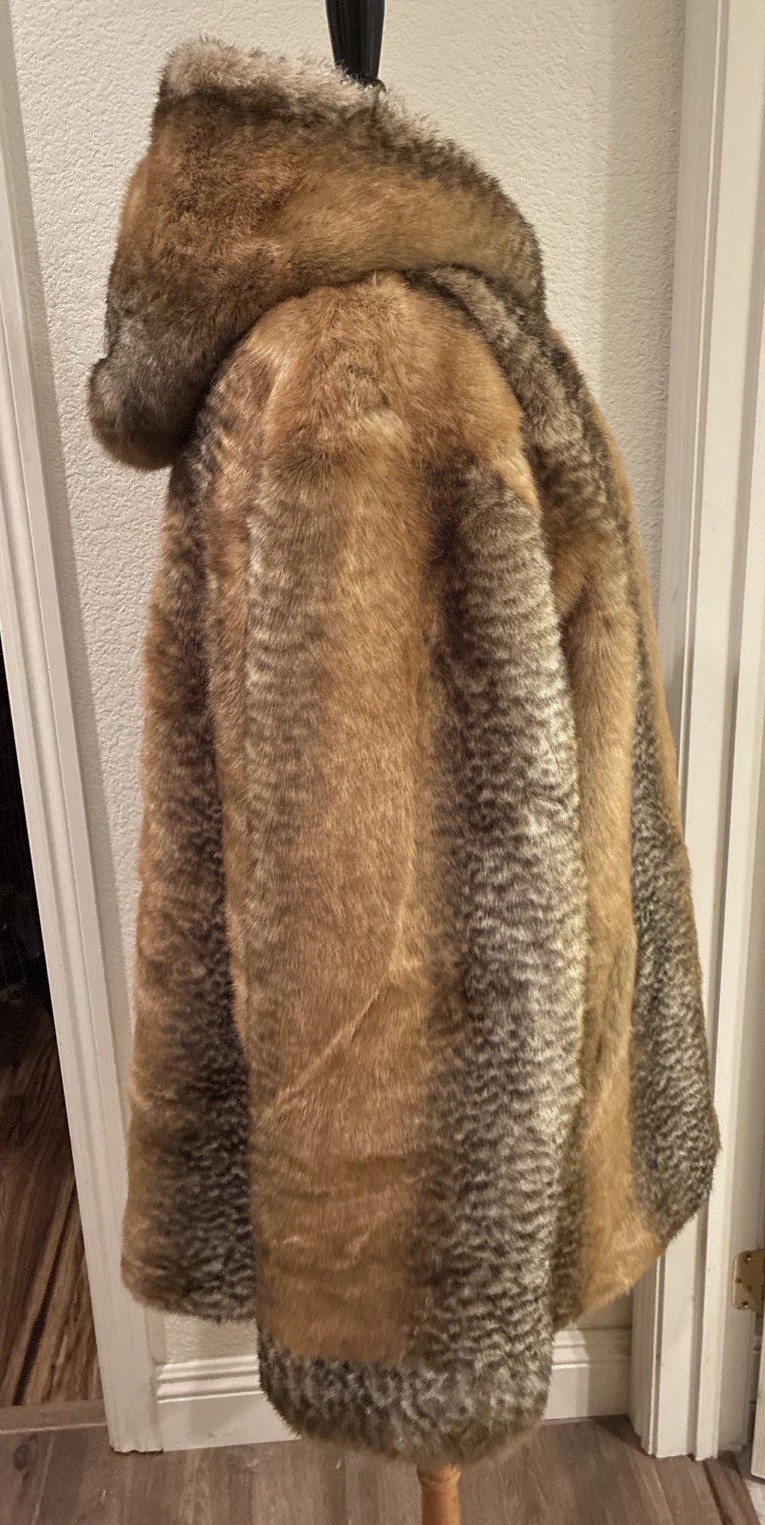 Dennis By Dennis Basso Winter Coat XL Faux Fur Hood Jacket Lined NWT
