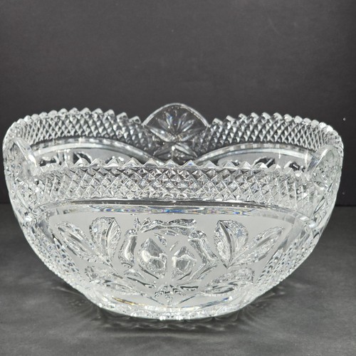 Miller Import Irena 8" SERVING BOWL 24% LEAD CRYSTAL Poland - Rose & Pineapple - Picture 2 of 23