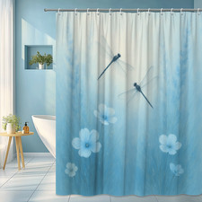 Blue Dragonfly Shower Curtain - Elegant Floral Home Decor