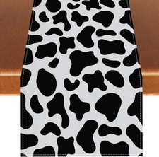 Cow Print Table Runner Black and White Cowhide Tablecloth 13 x 72,