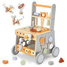 Wooden Baby Walker, Baby Push Walker, Tool Toy for Toddlers, Adjustable Speed...