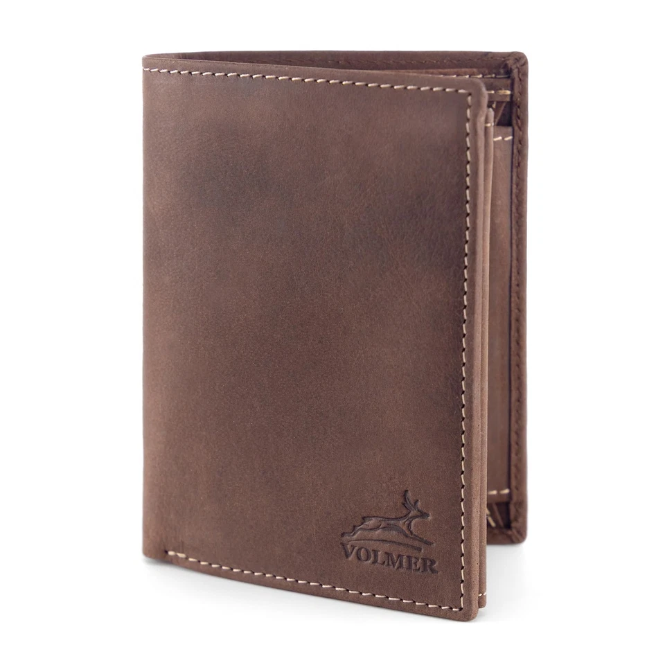 Portefeuille en Cuir pour Homme Marron Blocage RFID - Photo 1/4