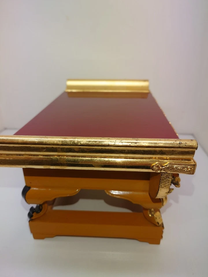 Tavolo da altare buddista wazan in legno usato foglia d'oro giapponese 9 pollici - Immagine 4 di 4