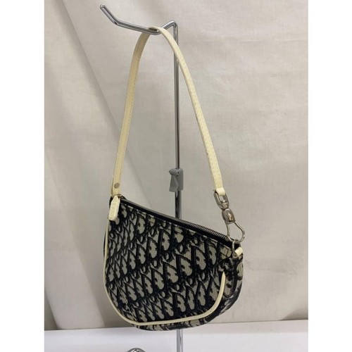 Authentic Christian Dior Trotter One Shoulder Bag Saddlebags Leather PVC CRM
