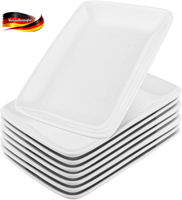 Teller Rechteckig 8Er Set, 23X14X2.8Cm Servierplatte Porzellan Weiß, Serviertabl