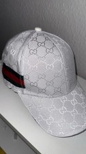 Gucci GG Monogramm Baseballkappe Weiß Canvas...