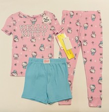Hello Kitty Pajamas Size 4 Pants Shirt Shorts 3 PC Set Cute Pjs New