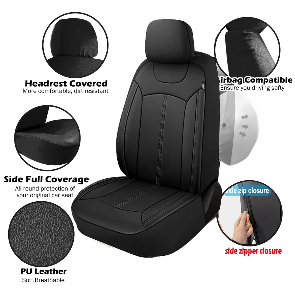 For Toyota RAV4 Car Seat Cover 5-Seat Front Rear with zipper Leather Cushion - Изображение 4 из 4