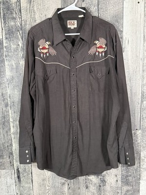 VTG Ely Cattleman Mens XXL Embroidered Double Eagle Western Shirt *Stain*