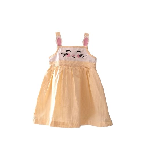 NWT Gymboree Easter Bunny Sun Dress Seersucker Yellow Toddler Girls 3T - Afbeelding 3 van 6
