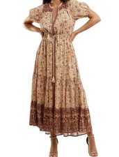 Spell & The Gypsy Sundown Gown In Spice Boho Camel Print *Sz. XSmall