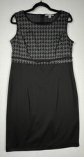 Danny and Nicole Dress Size 12 Houndstooth Black Gray Sheath Work Office Classic