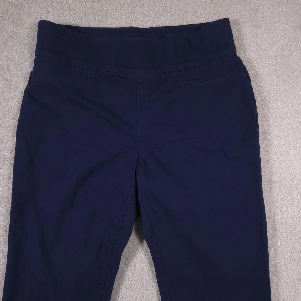 Pantalones para mujer St Johns Bay 8 azul marino tobillo elástico chino informal Foto 3 de 4