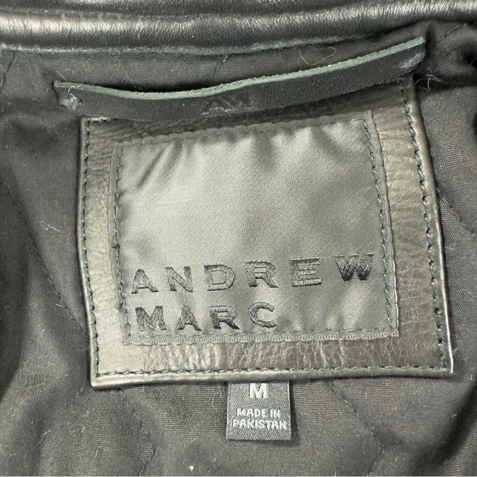 Andrew Marc Men's Size Medium 100% Black Soft Leather Jacket Full Zip AM8A1353 - Image 2 of 4